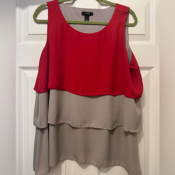 Alfani Tops - Alfani Red and Gray Tiered Sleeveless Top